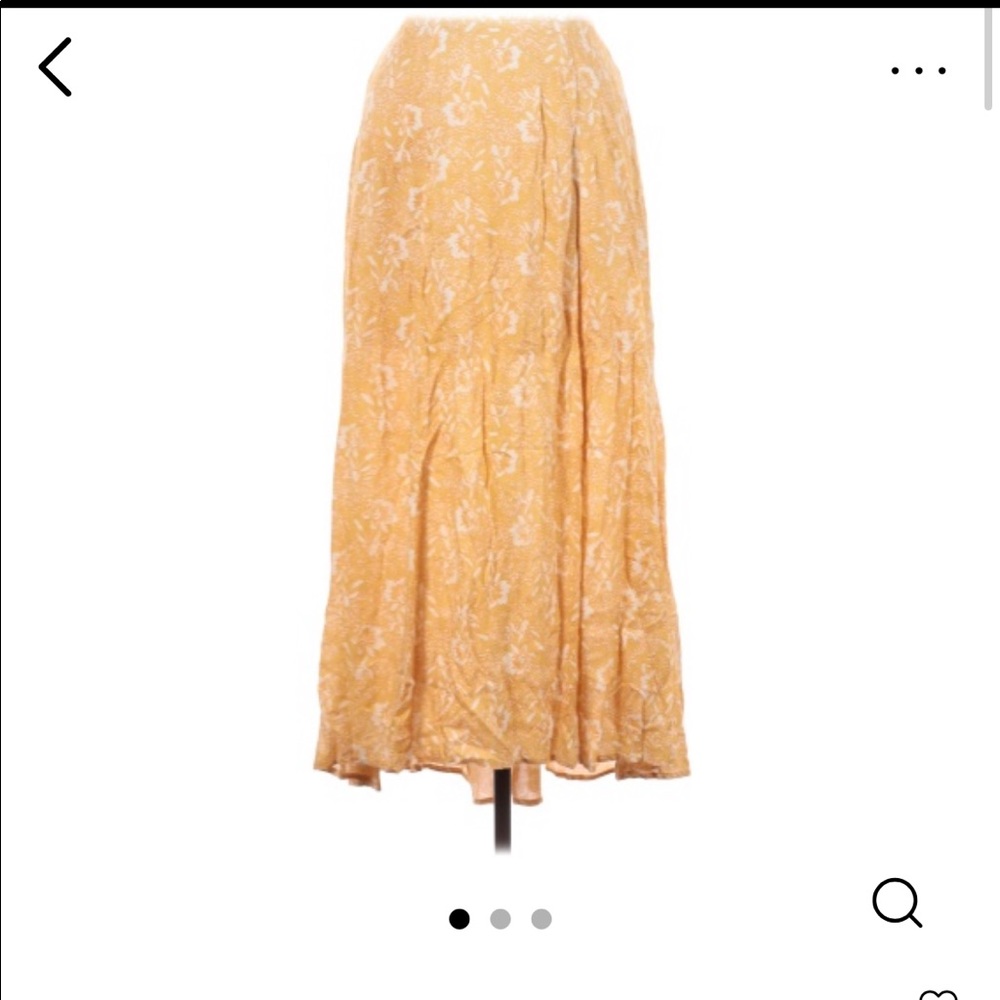 Amuse Society Yellow Floral Midi Skirt